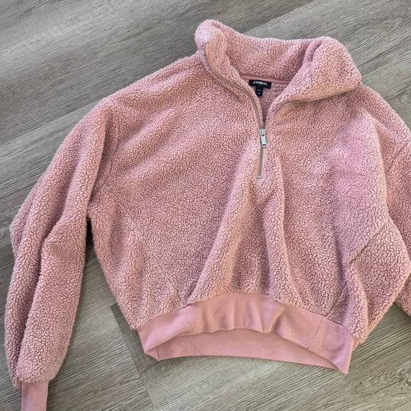 Express Tops - Express Sherpa teddy half zip